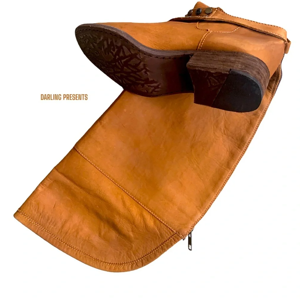 Steven By Steve Madden Smoken Knee High Boots Women Color Cognac Size 6